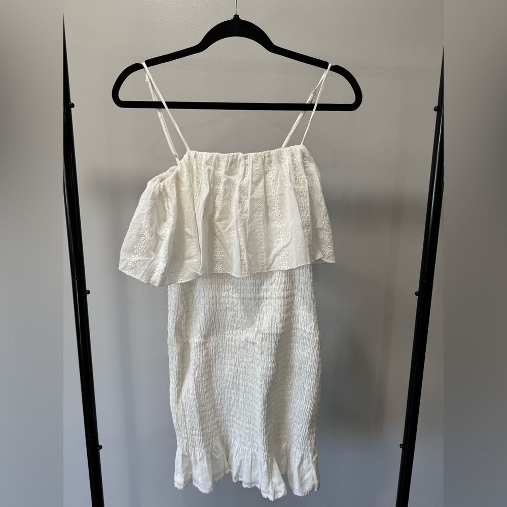 HYFVE Strapless White Ruffle Dress